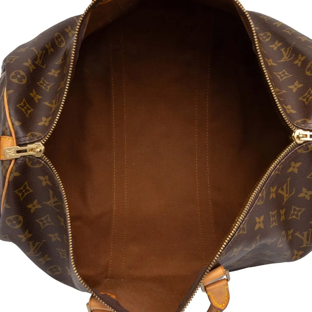 Louis Vuitton Monogram Keepall Bandouliere 50 Brown Canvas Good - Model View