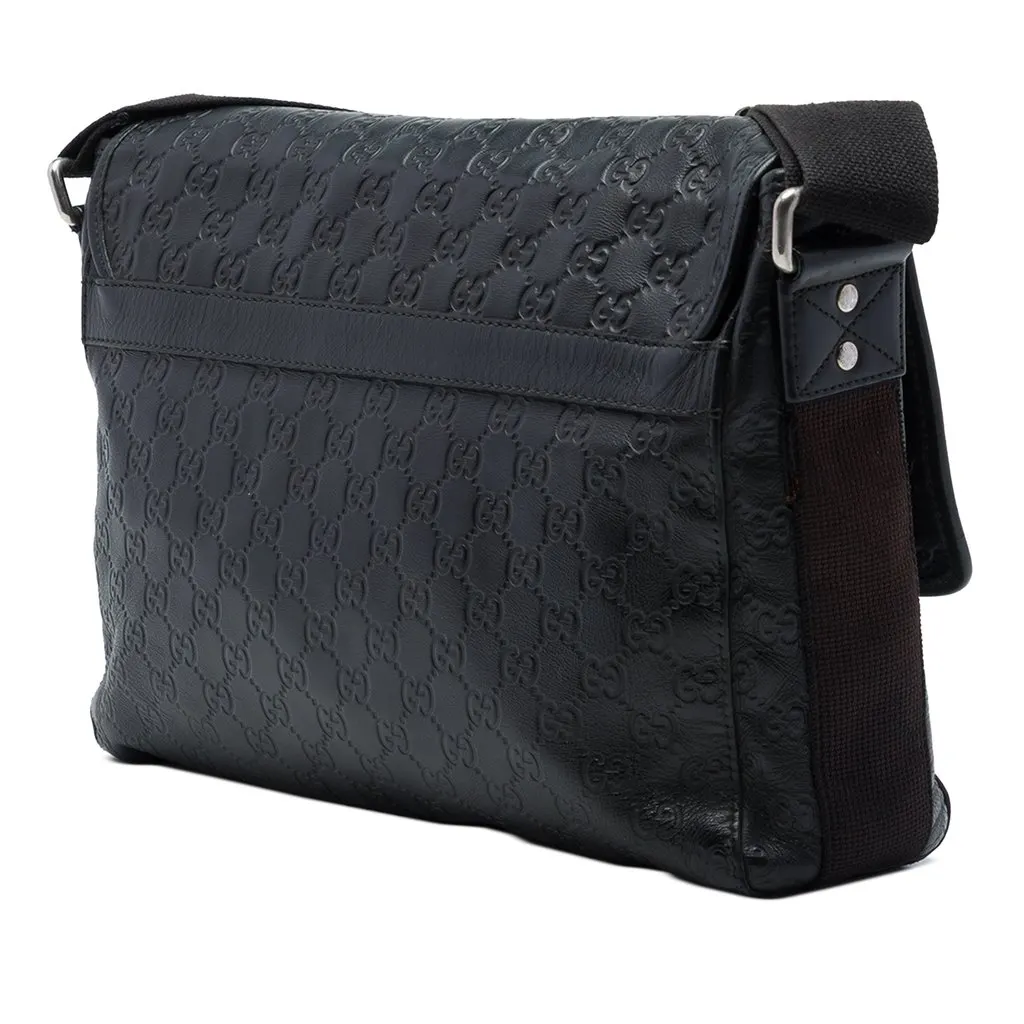 Gucci Guccissima Web Crossbody Black Leather Good - Back View