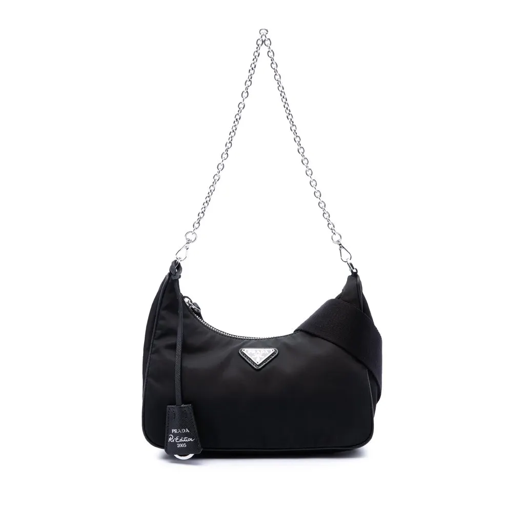 Prada Mini Saffiano Trimmed Tessuto Re Edition 2005 Satchel Black Polyamide Very good - Front View