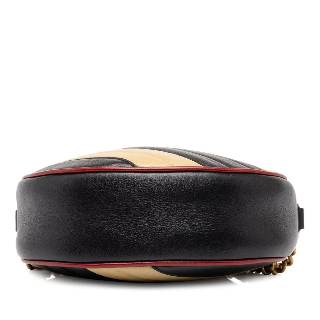 Gucci Mini GG Marmont Matelasse Leather Torchon Round Crossbody Black Leather Good - Inside View