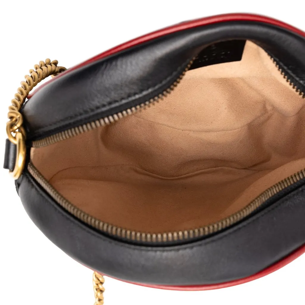 Gucci Mini GG Marmont Matelasse Leather Torchon Round Crossbody Black Leather Good - Model View