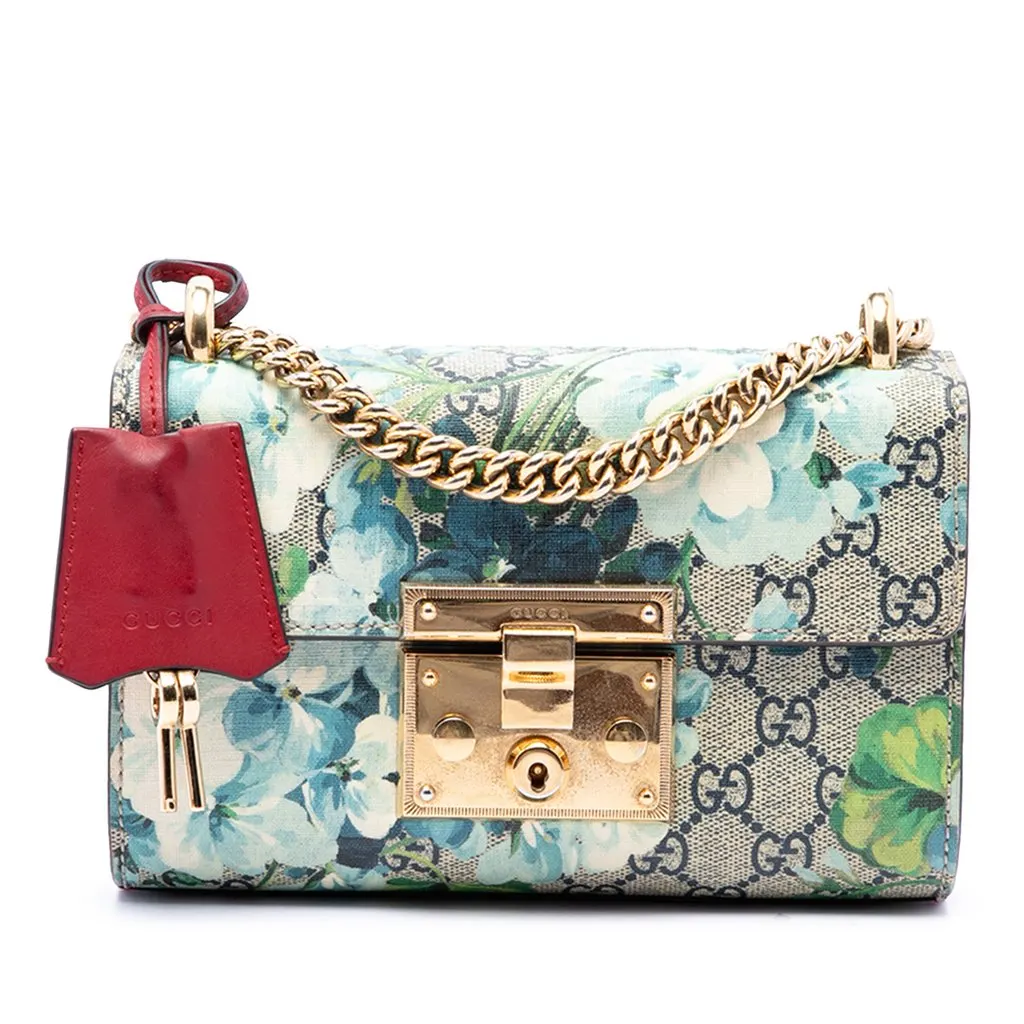 Gucci Small GG Supreme Blooms Padlock Crossbody Beige Very good - Front View