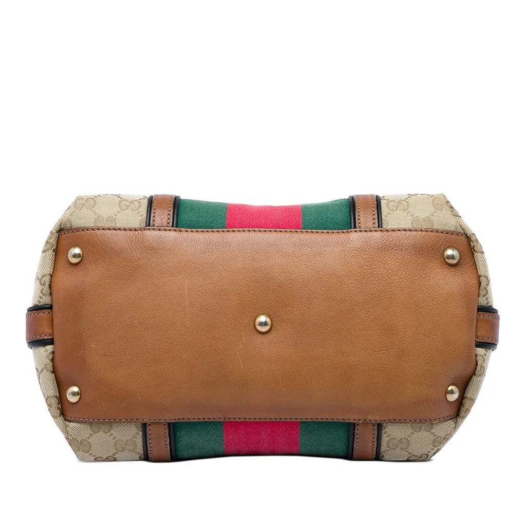Gucci GG Canvas Bamboo Tassel Web Satchel Beige Canvas Very good - Inside View