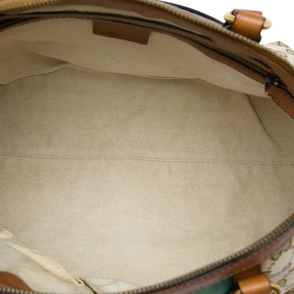 Gucci GG Canvas Bamboo Tassel Web Satchel Beige Canvas Very good - Model View