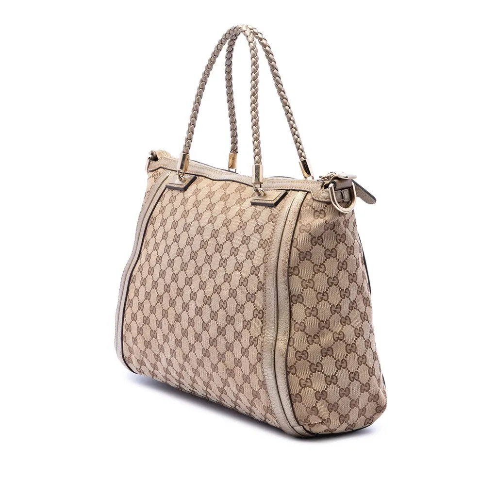 Gucci GG Canvas Bella Convertible Tote Beige Very good - Back View