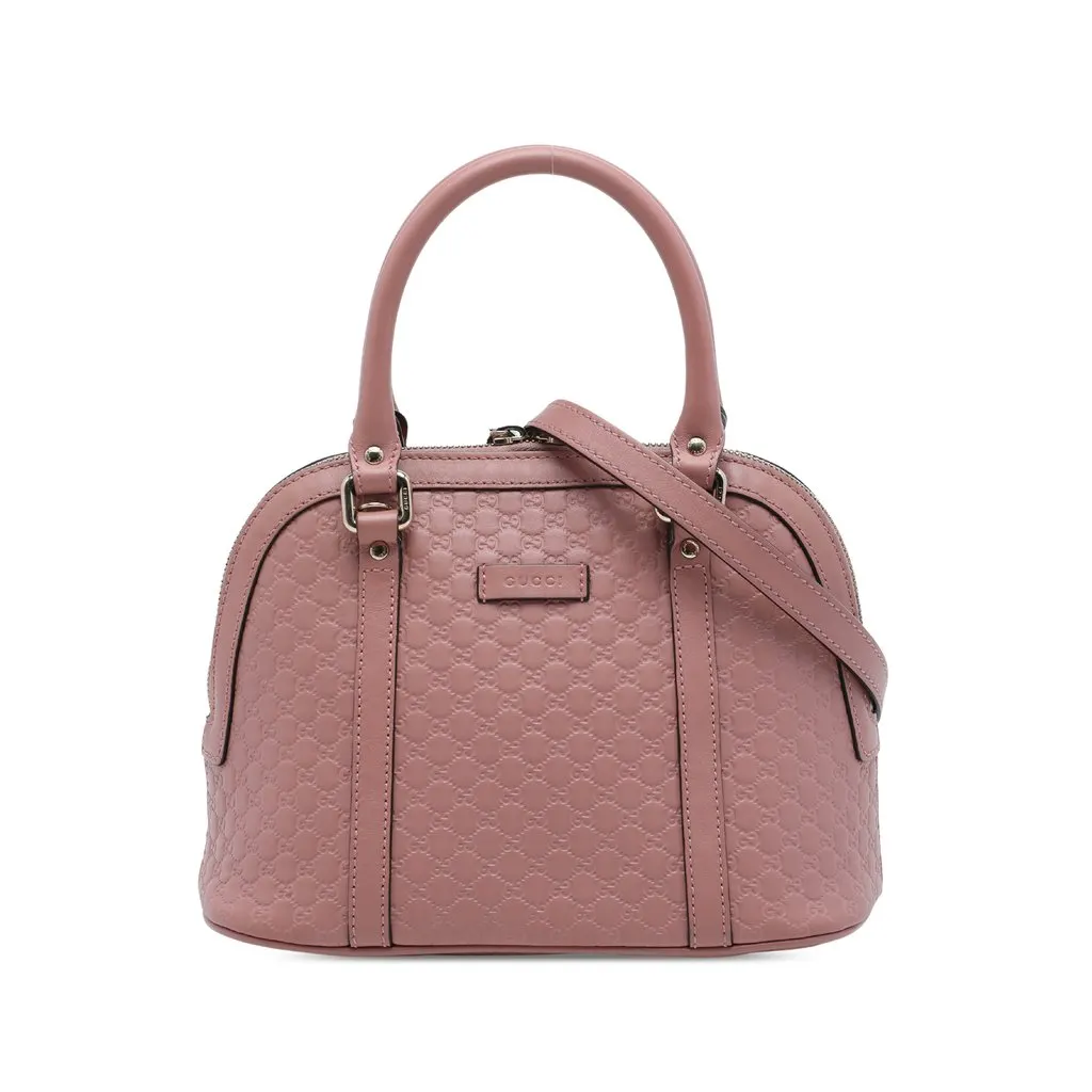 Gucci Mini Microguccissima Dome Satchel Pink Leather Good - Front View