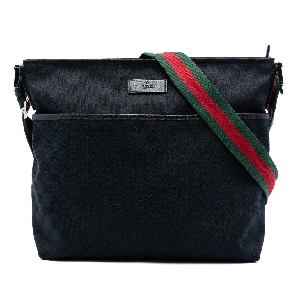 Gucci GG Canvas Web Crossbody Blue Very good - Front View