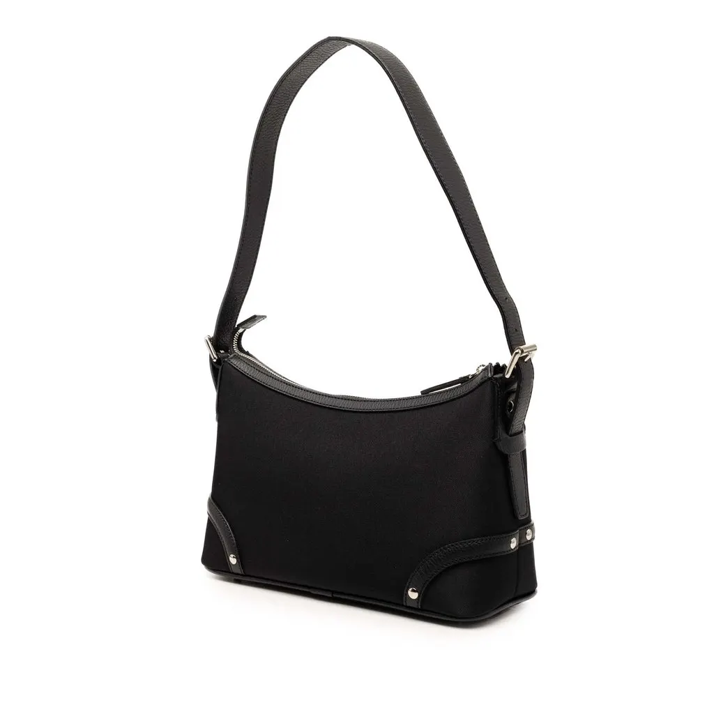 Burberry Nova Check Trimmed Canvas Shoulder Bag Black Very good - Back View