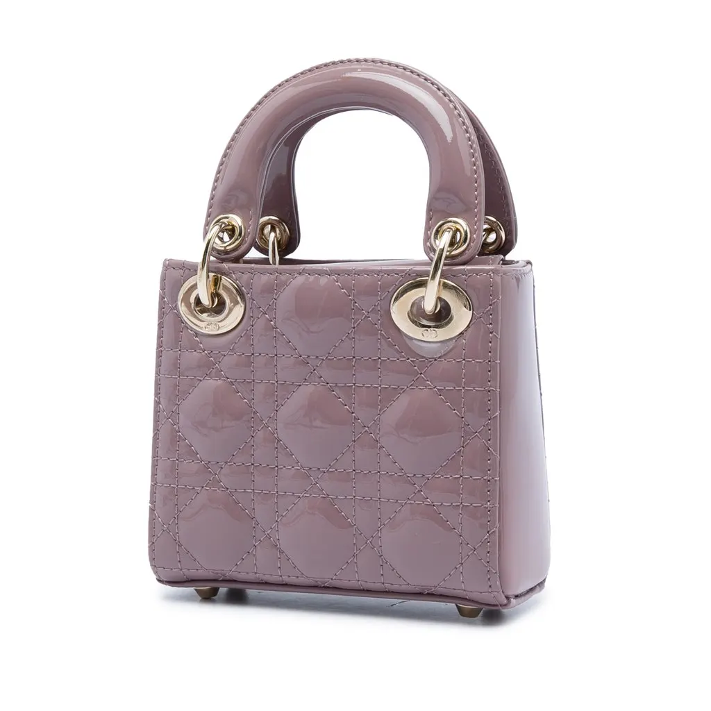 Dior Micro Patent Cannage Lady Dior Pink Leather Very good - Back View
