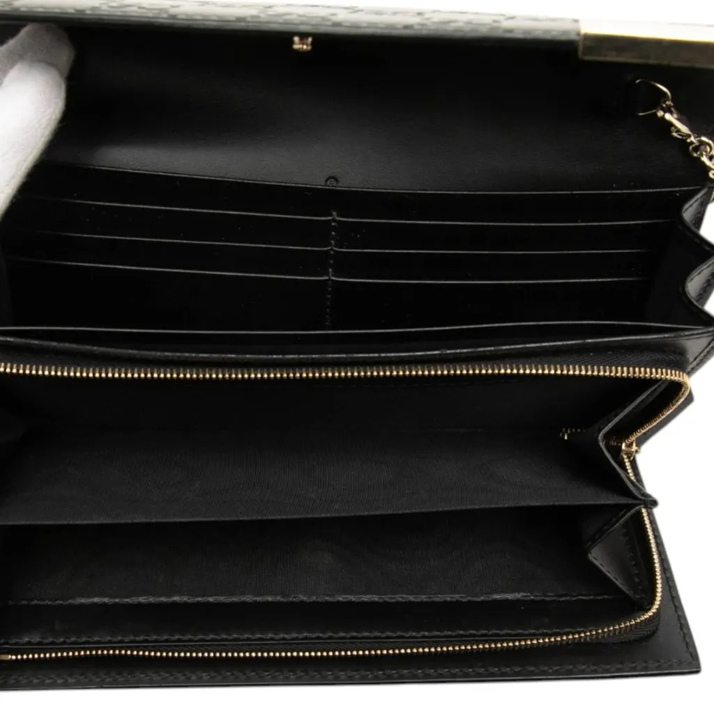 Gucci Guccissima Dice Wallet On Chain Black Leather Very good - Model View