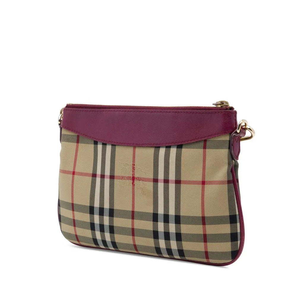 Burberry Haymarket Check Canvas Peyton Crossbody Beige Canvas Good - Back View