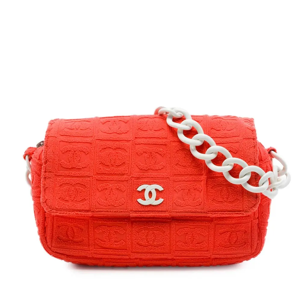 Chanel Terry Cloth Sport Line Flap Orange Very good - Front View