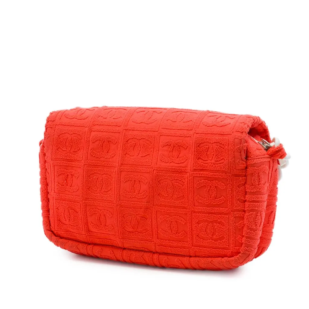 Chanel Terry Cloth Sport Line Flap Orange Very good - Back View