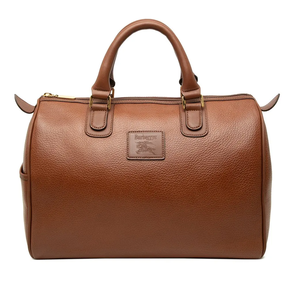 Burberry Leather Boston Bag Brown Leather Good - Front View