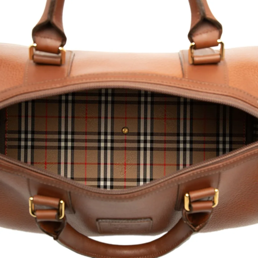 Burberry Leather Boston Bag Brown Leather Good - Model View