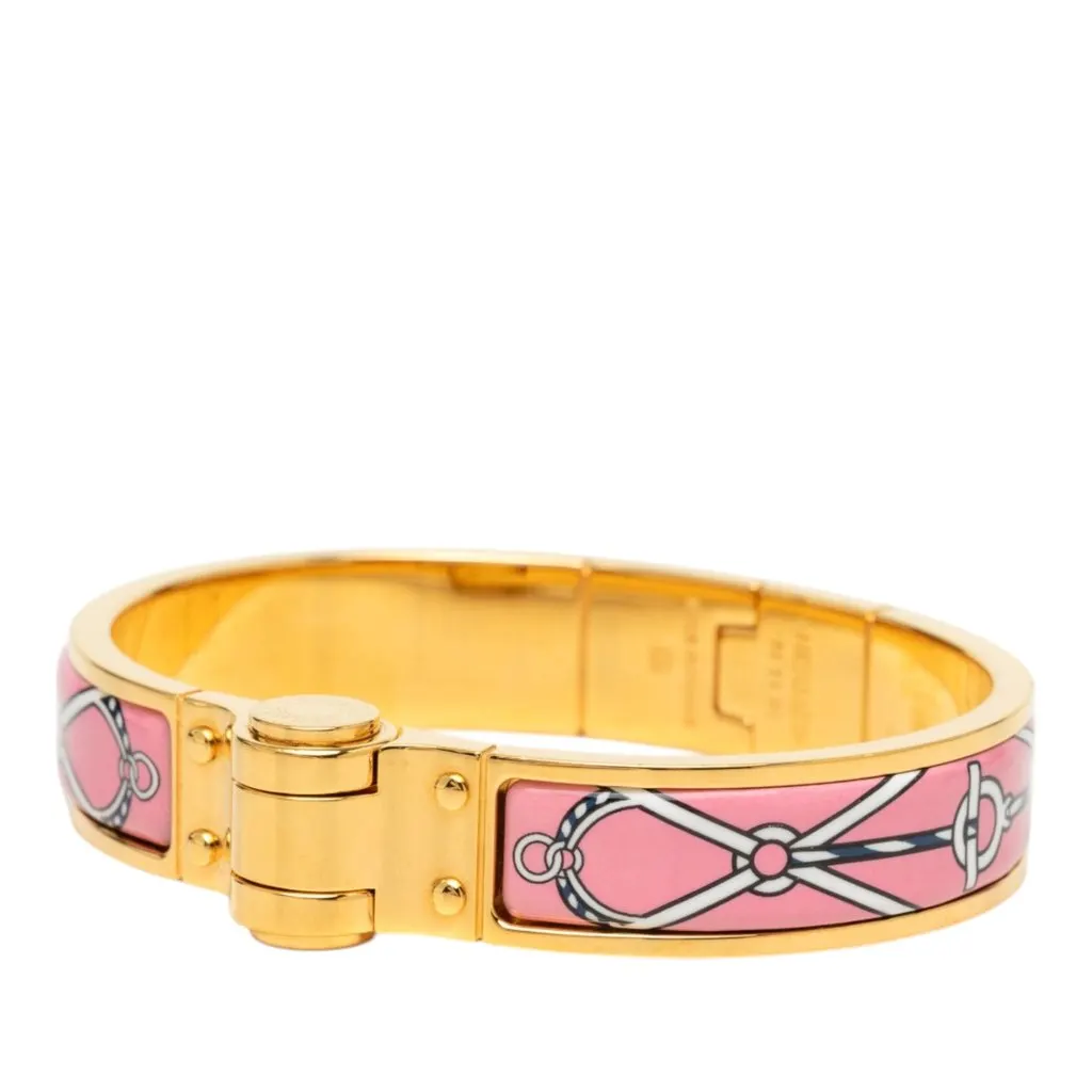 Hermès Narrow Charniere Uni Enamel Bracelet Pink Very good - Back View
