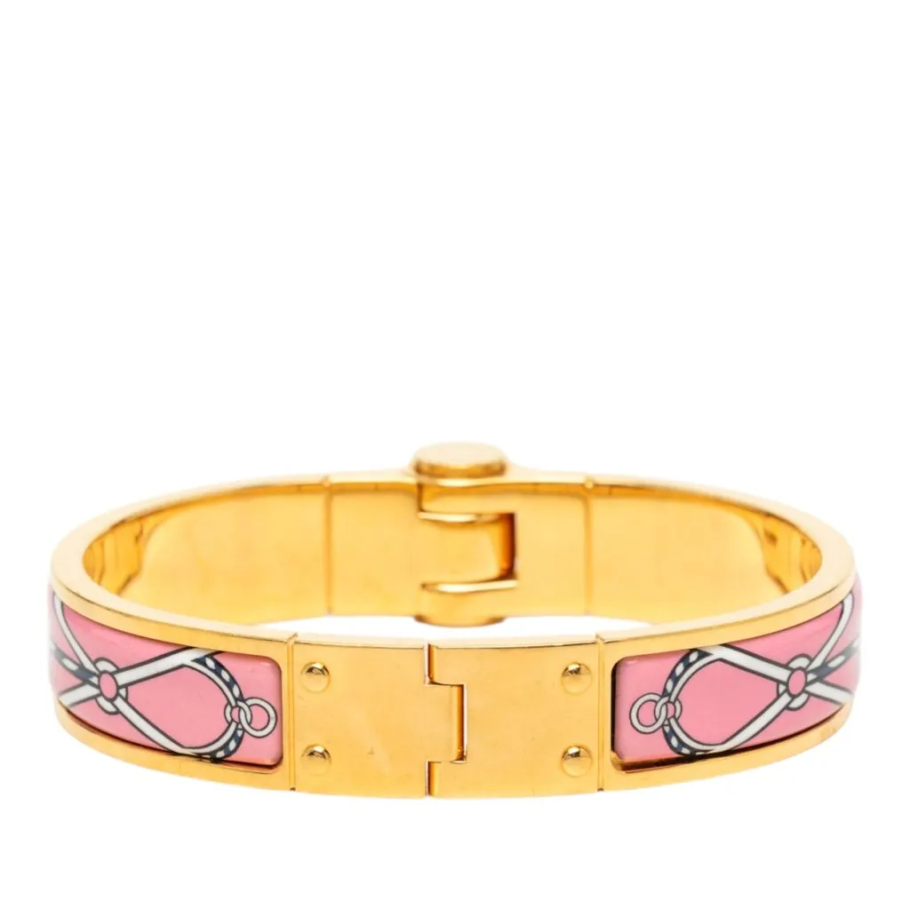 Hermès Narrow Charniere Uni Enamel Bracelet Pink Very good - Inside View