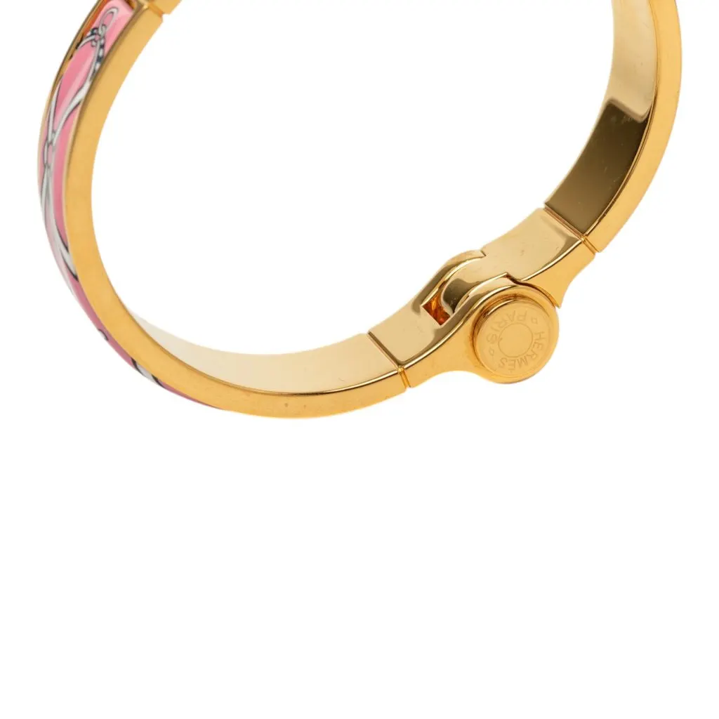 Hermès Narrow Charniere Uni Enamel Bracelet Pink Very good - Box View