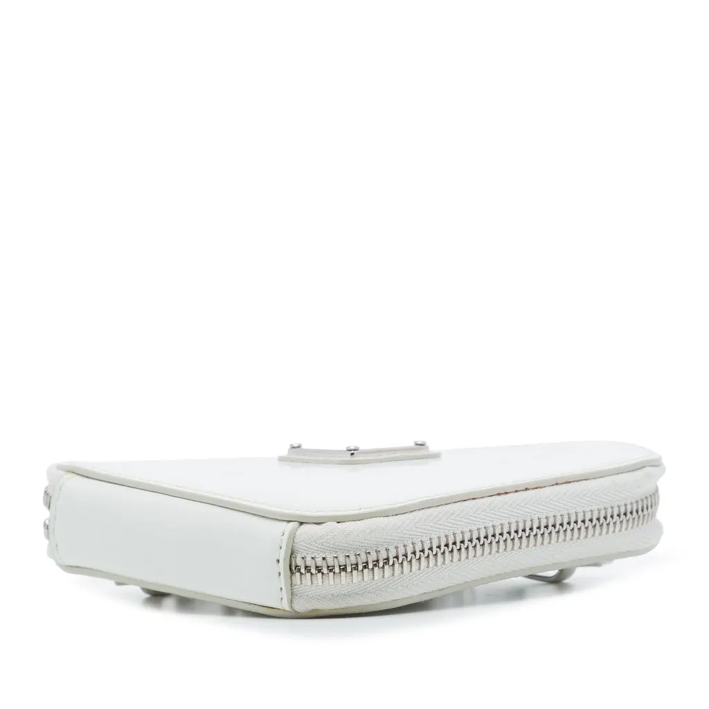 Prada Mini Brushed Leather Triangle Chain Pouch White Leather Very good - Inside View