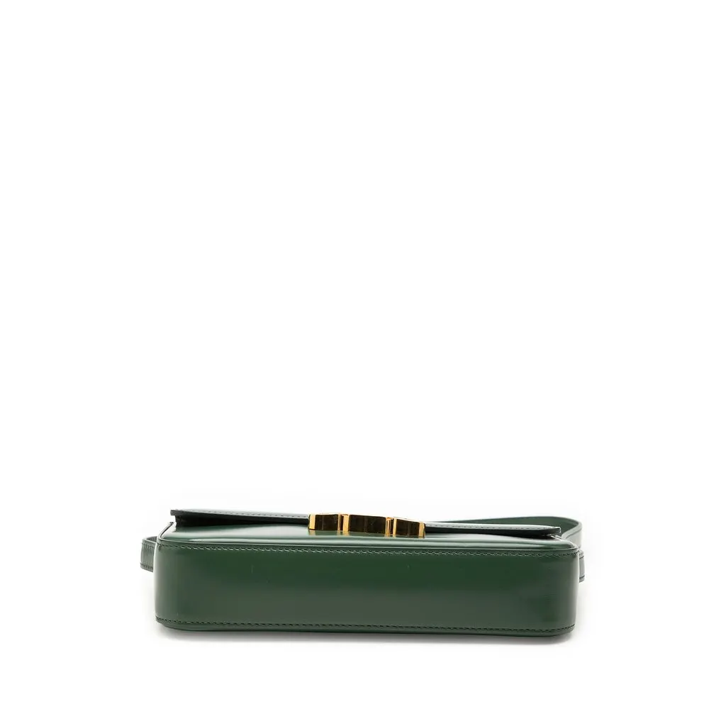 Celine Shiny Calfskin Claude Shoulder Bag Green Leather Very good - Inside View