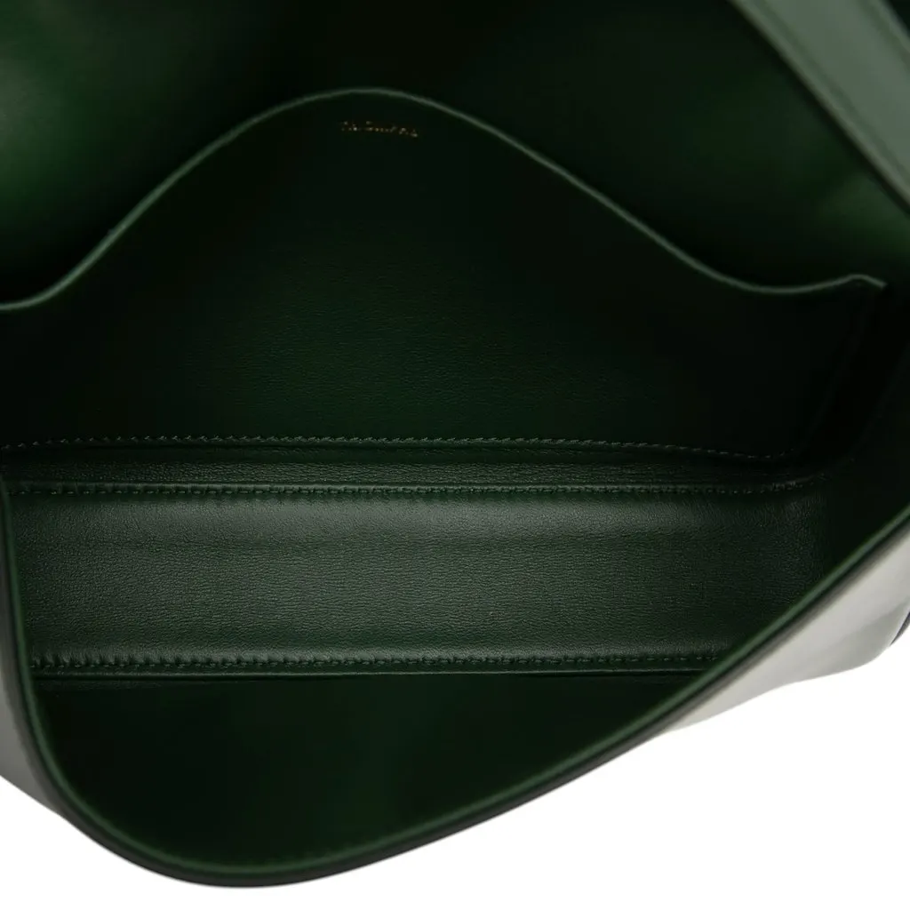 Celine Shiny Calfskin Claude Shoulder Bag Green Leather Very good - Model View