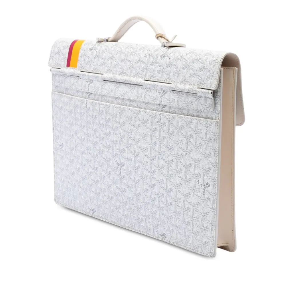 Goyard Goyardine Stripe Serviette Chypre White Very good - Back View