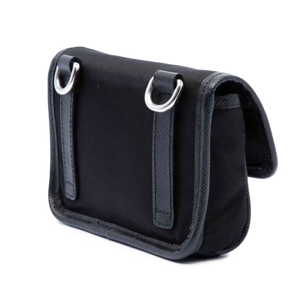 Prada Re Nylon and Saffiano Pouch Black Very good - Back View