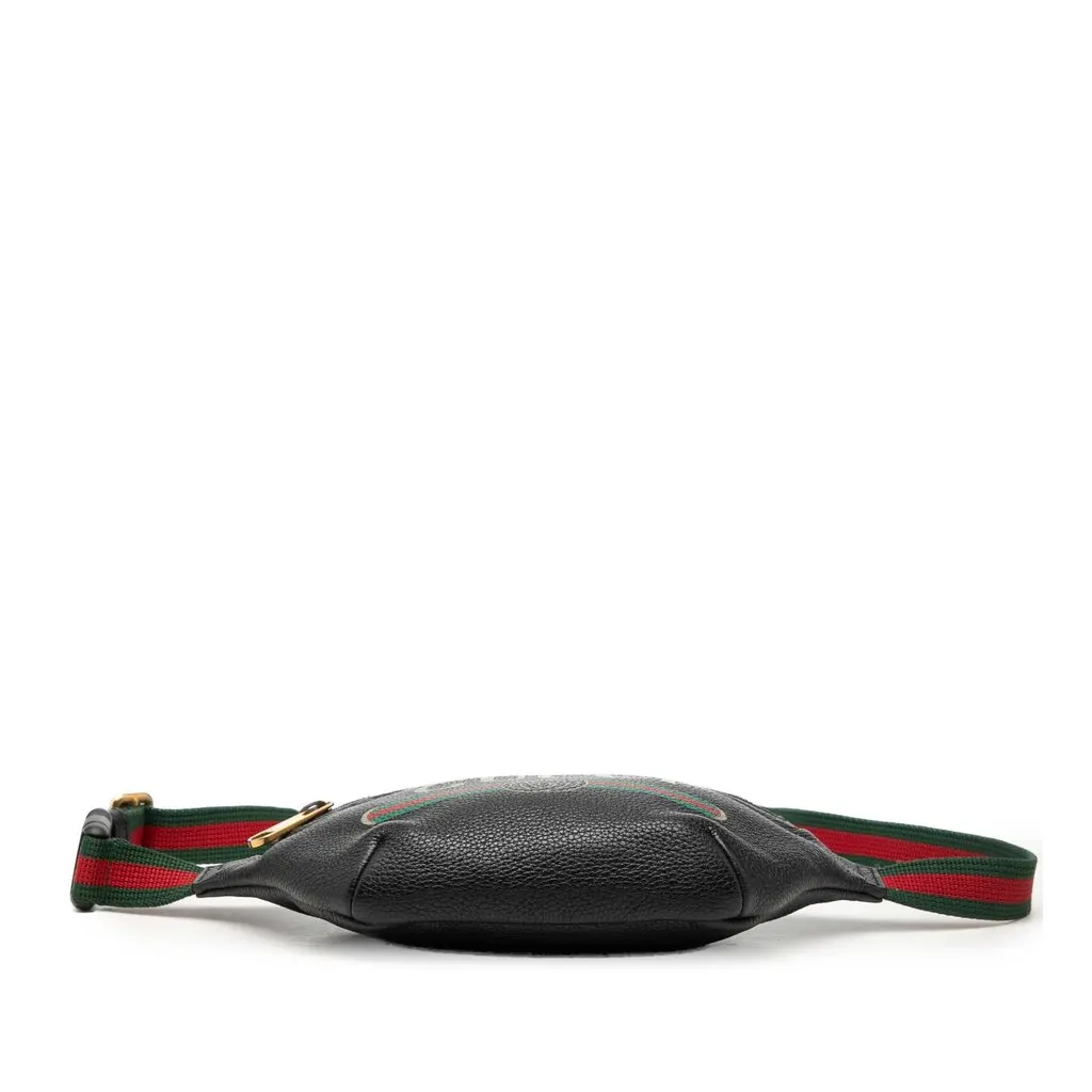 Gucci Small Grained Calfskin Web Logo Belt Bag Black Leather Very good - Inside View