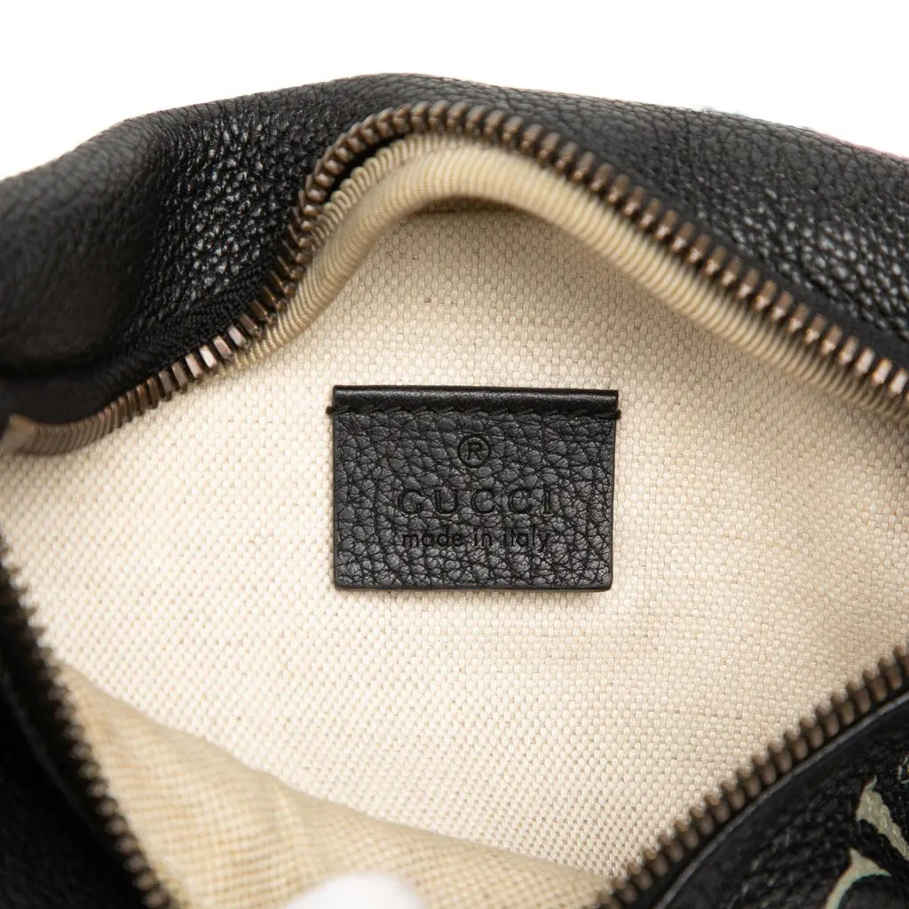 Gucci Small Grained Calfskin Web Logo Belt Bag Black Leather Very good - Box View