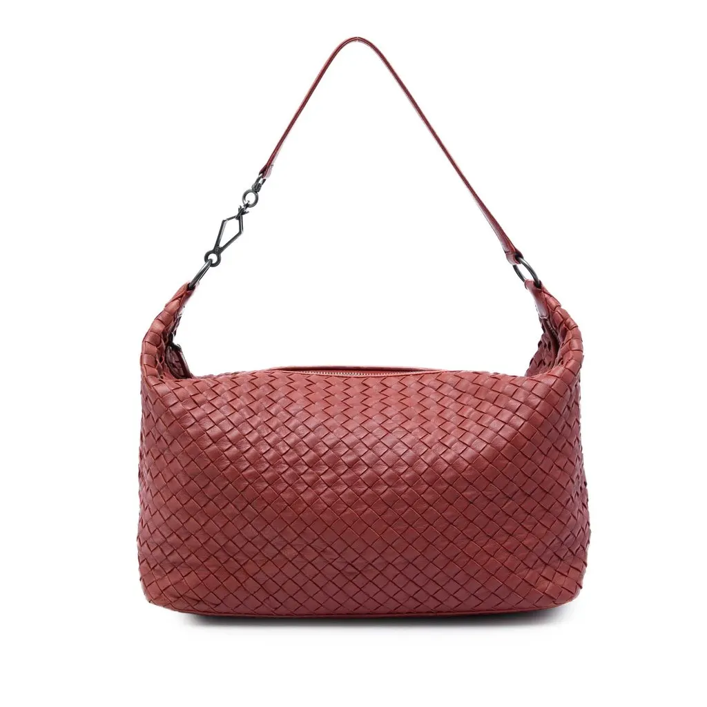 Bottega Veneta Nappa Intrecciato Shoulder Bag Red Leather Very good - Front View