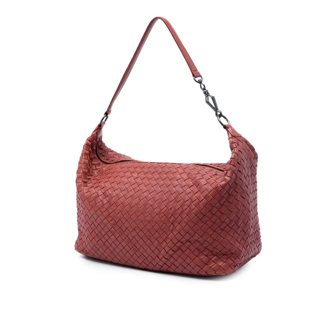 Bottega Veneta Nappa Intrecciato Shoulder Bag Red Leather Very good - Back View