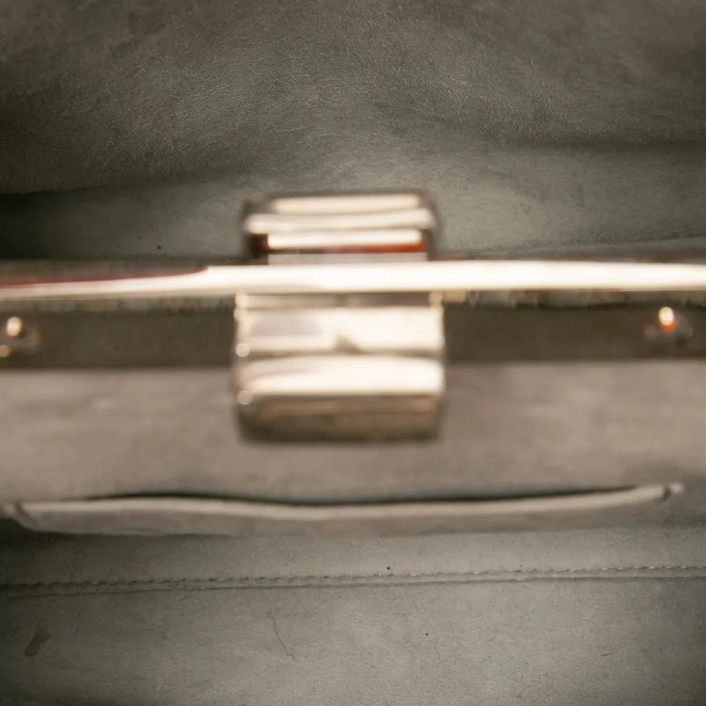 Fendi Mini Metallic Leather Selleria Peekaboo Iconic Satchel Silver Leather Good - Model View