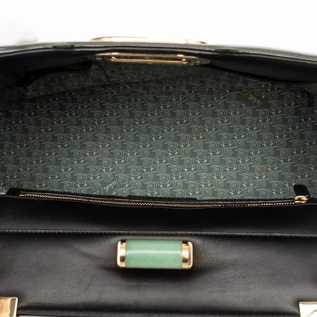 Bvlgari Isabella Rossellini Wrinkled Patent Top Handle Bag Black Leather Very good - Model View