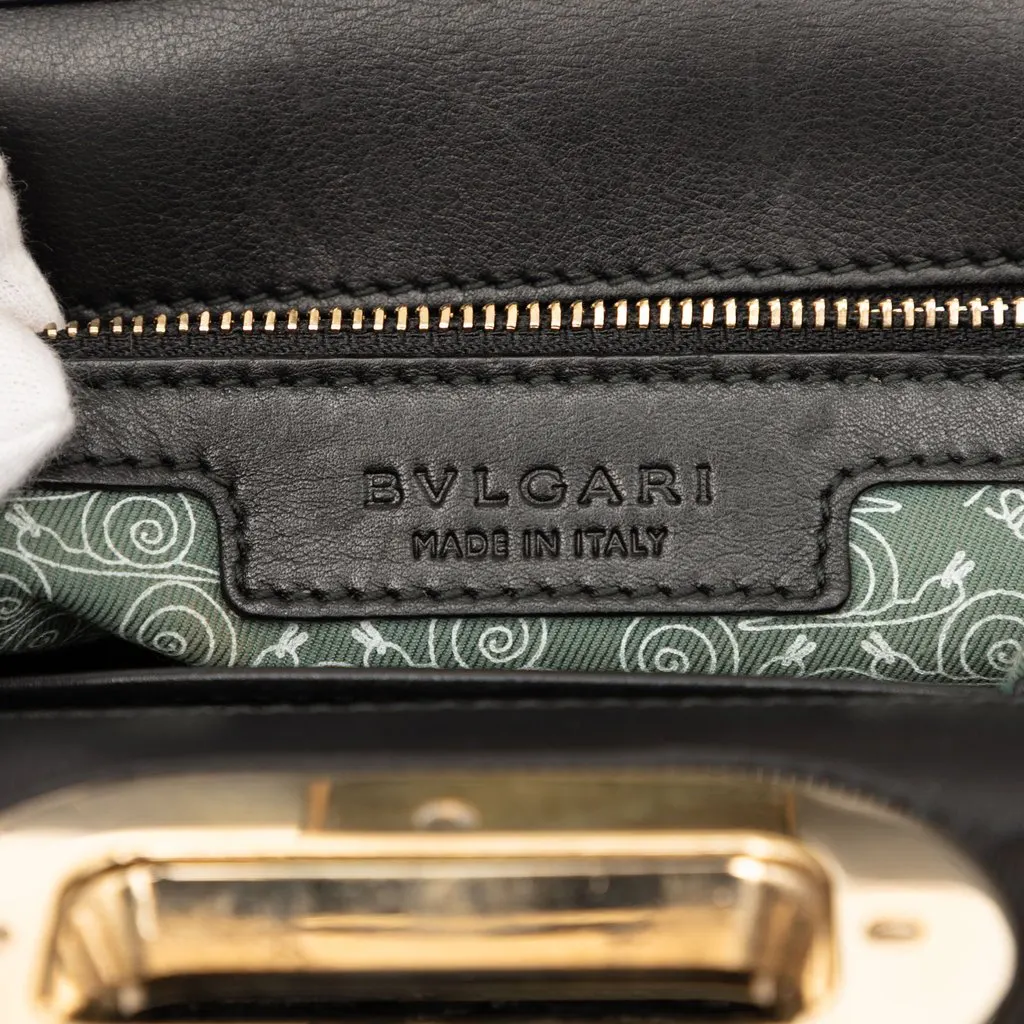 Bvlgari Isabella Rossellini Wrinkled Patent Top Handle Bag Black Leather Very good - Box View