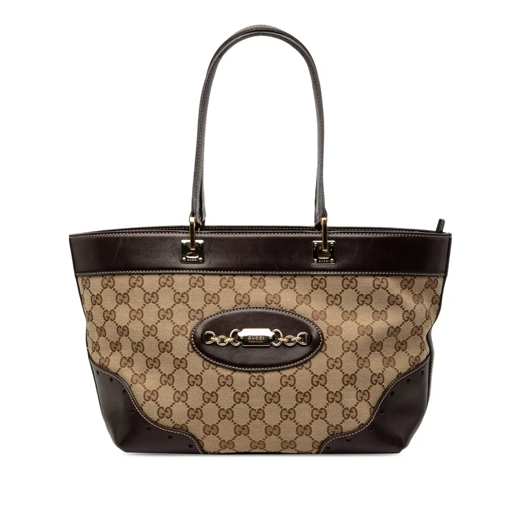Gucci GG Canvas Punch Tote Beige Very good - Front View