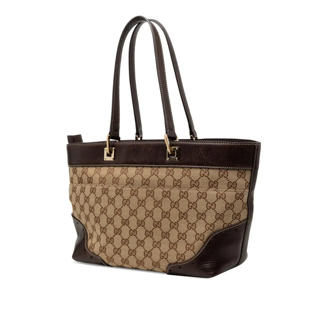 Gucci GG Canvas Punch Tote Beige Very good - Back View