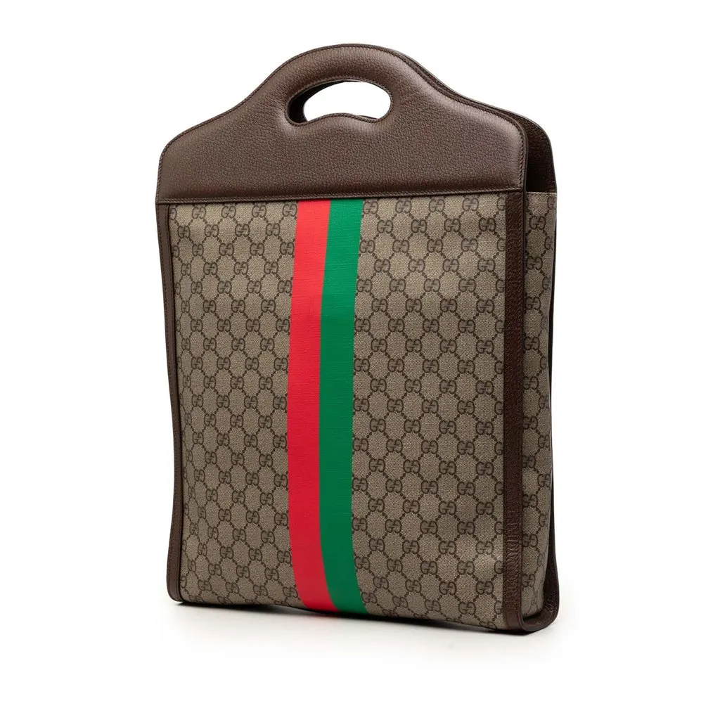 Gucci GG Supreme Web Tiger Satchel Beige Very good - Back View