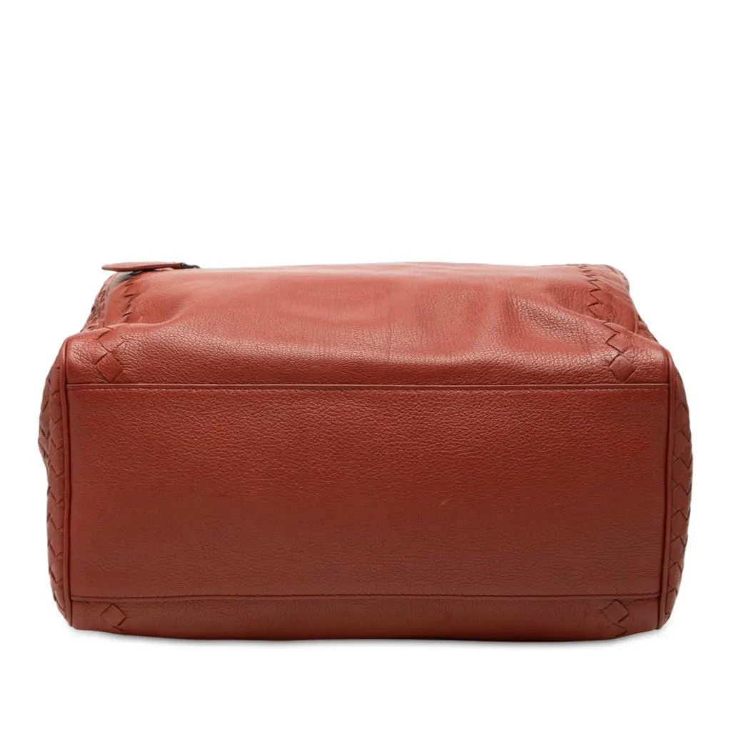 Bottega Veneta Medium Intrecciato Trimmed Goatskin Madras Brera Handbag Brown Leather Very good - Inside View