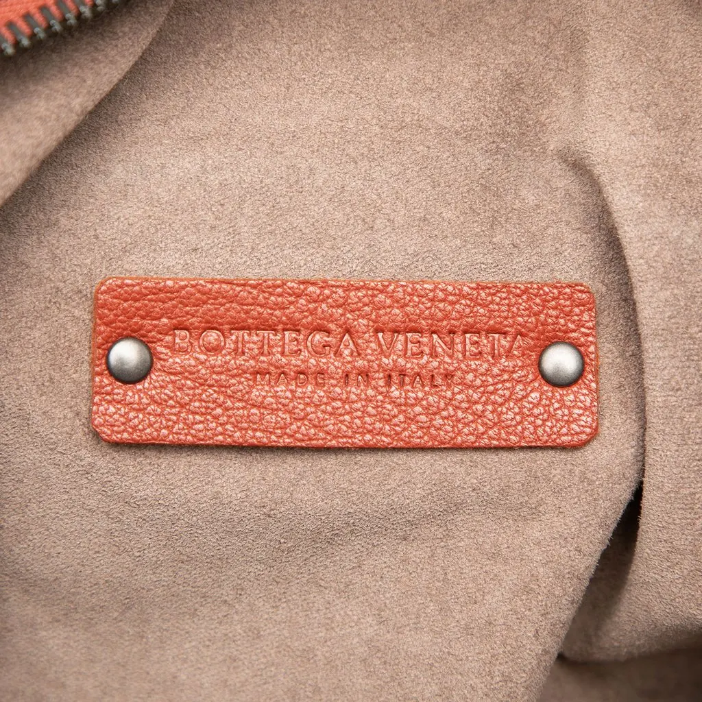 Bottega Veneta Medium Intrecciato Trimmed Goatskin Madras Brera Handbag Brown Leather Very good - Box View