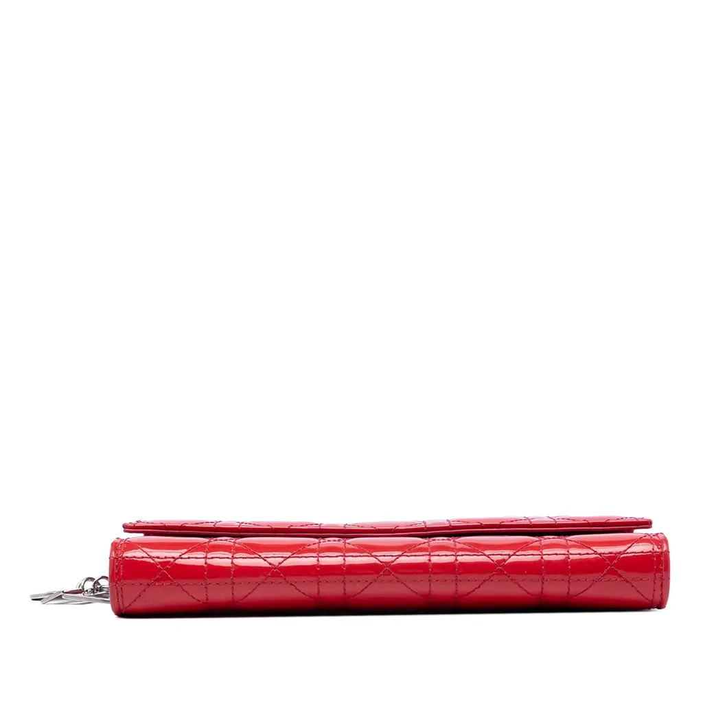 Dior Patent Cannage Lady Dior Wallet On Chain Pink Leather Very good - Inside View