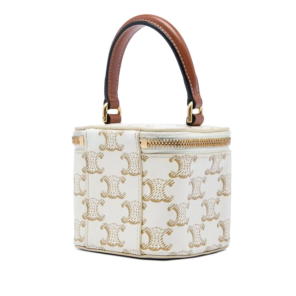 Celine Mini Triomphe Coated Canvas Vanity Case White Canvas Very good - Back View