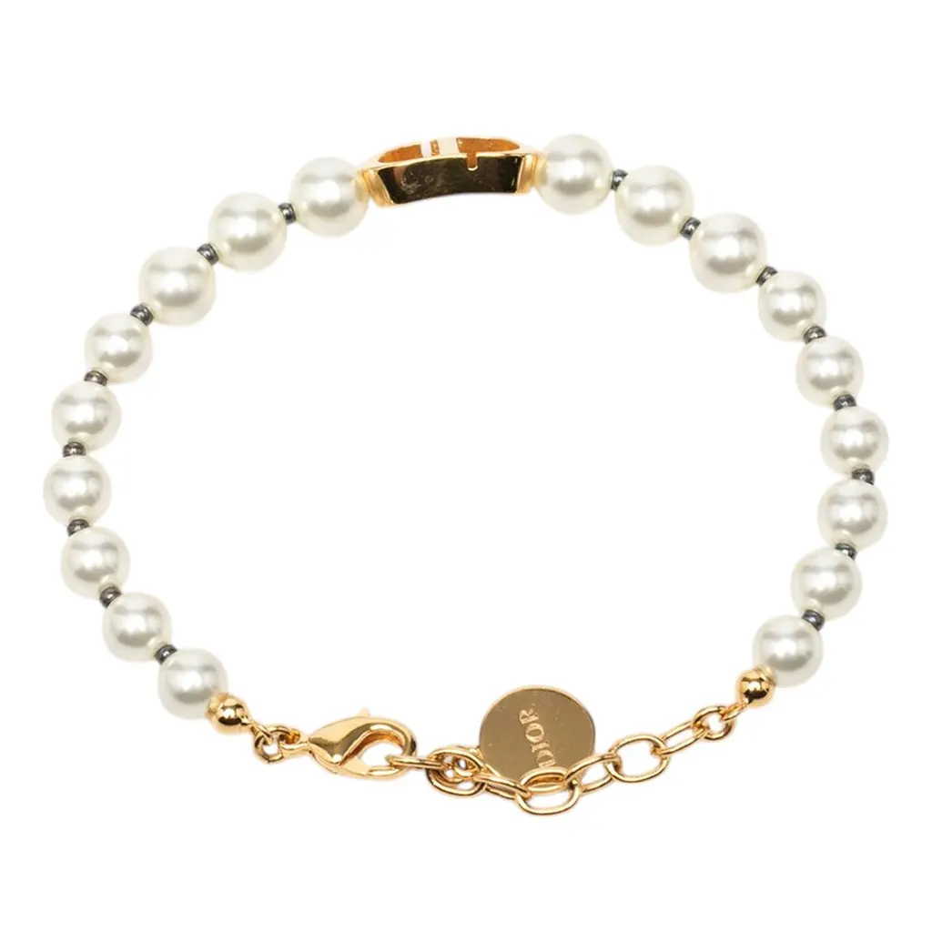 Dior Gold Plated Resin Pearl 30 Montaigne Bracelet Gold Metal Very good - Inside View
