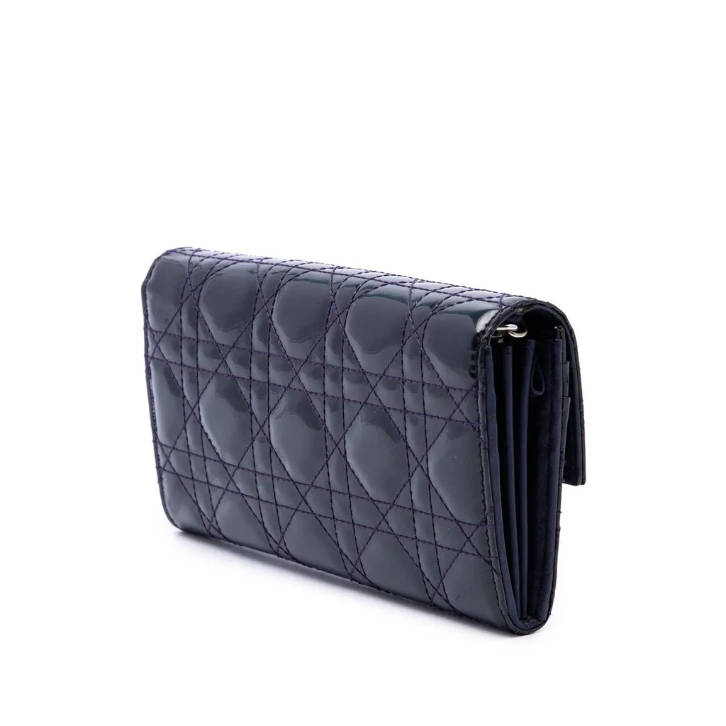Dior Patent Cannage Lady Dior Wallet On Chain Purple Leather Very good - Back View