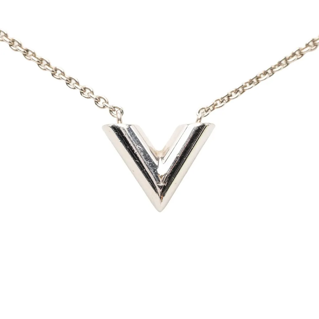 Louis Vuitton Brass Essential V Supple Necklace Silver Metal Very good - Back View