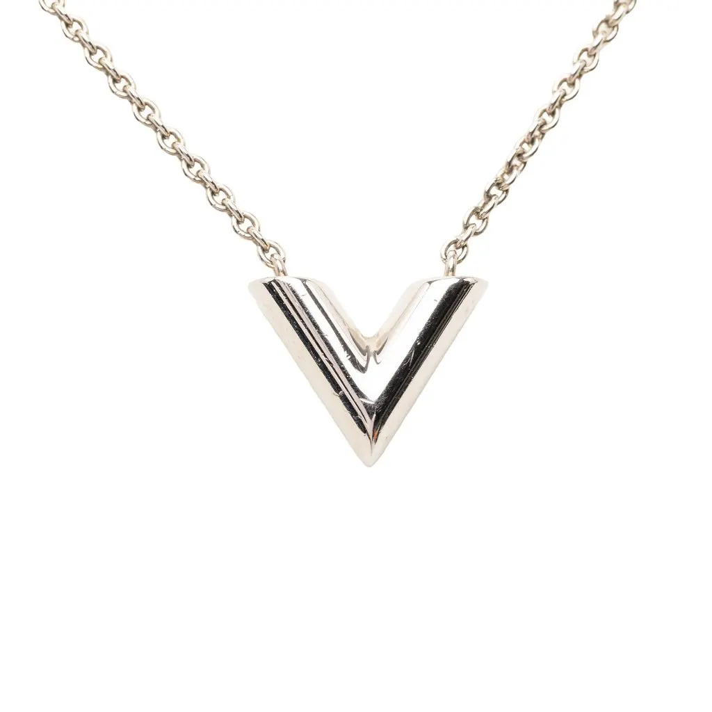 Louis Vuitton Brass Essential V Supple Necklace Silver Metal Very good - Inside View
