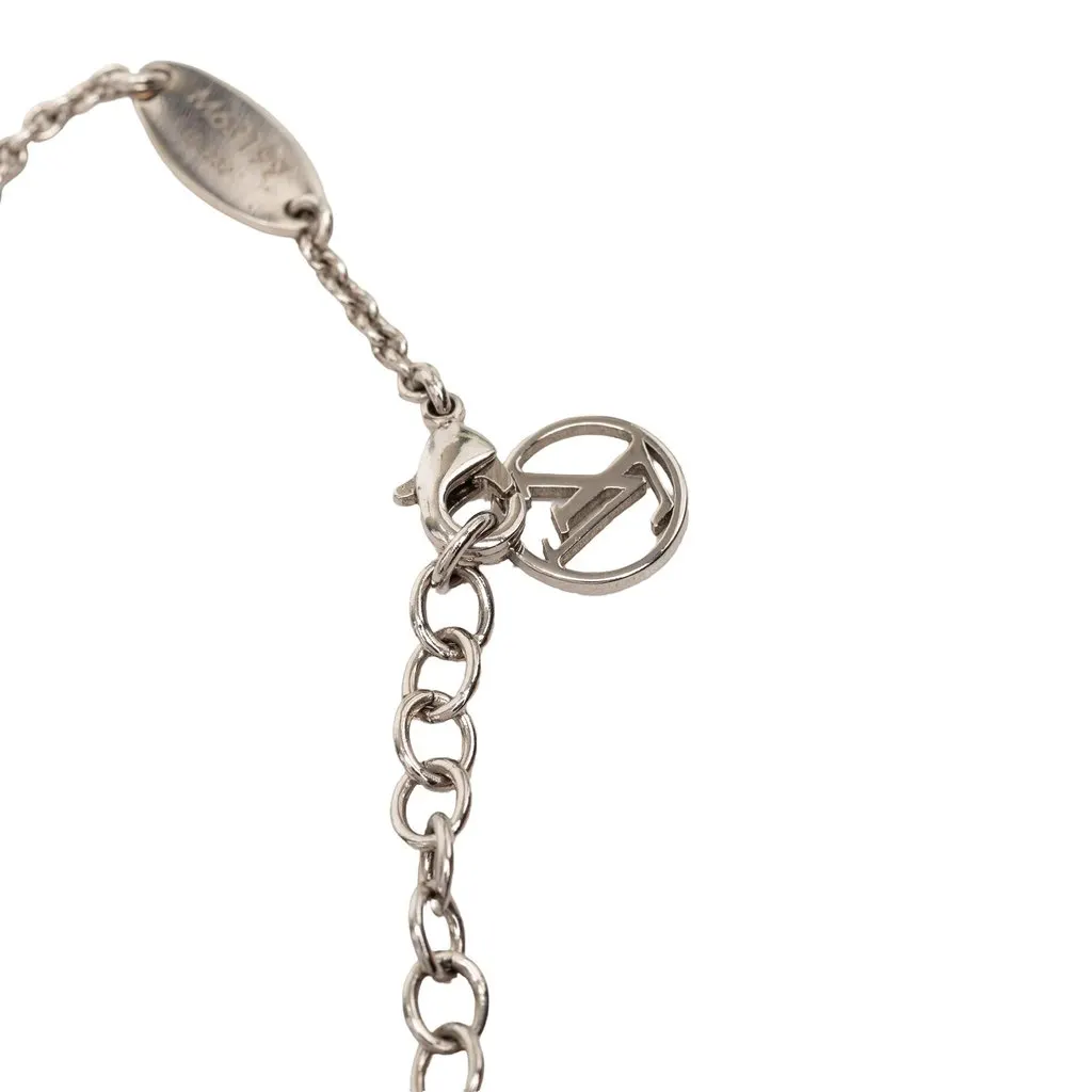Louis Vuitton Brass Essential V Supple Necklace Silver Metal Very good - Box View