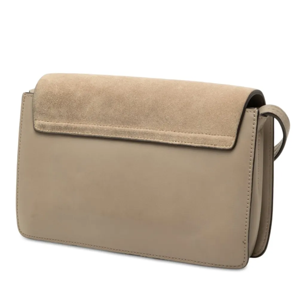 Chloé Small Suede and Calfskin Faye Crossbody Brown Leather Good - Back View