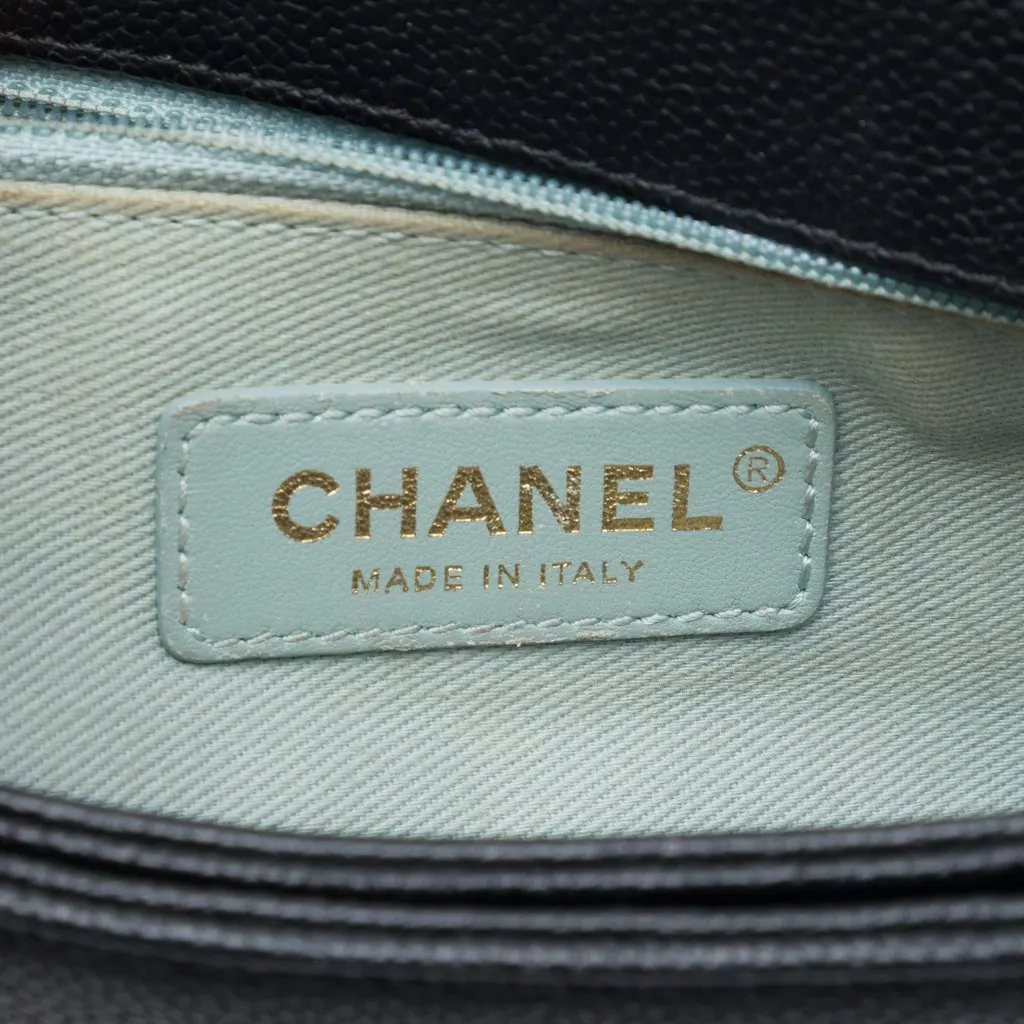 Chanel Paris Cuba Medium Quilted Caviar Thread Around Flap Black Leather Very good - Box View