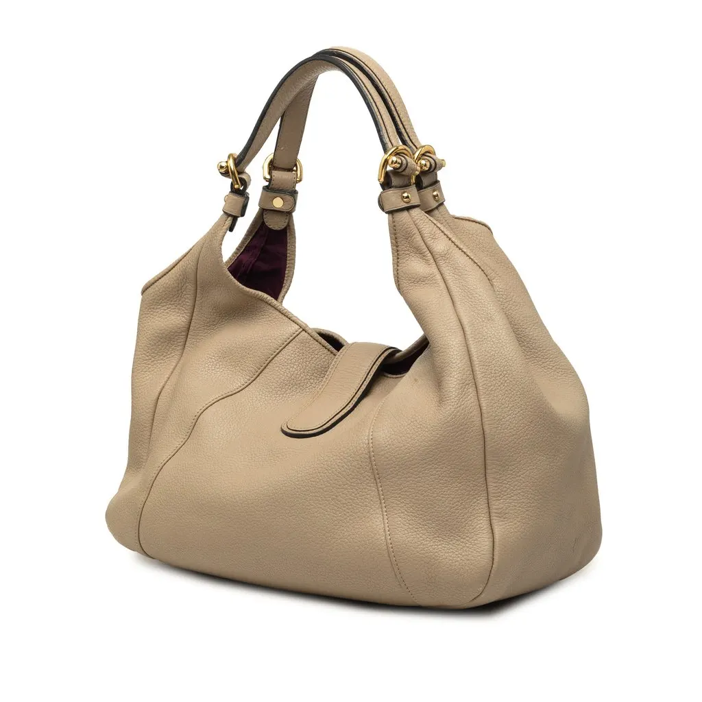 LOEWE Calfskin Calle Hobo Beige Leather Very good - Back View