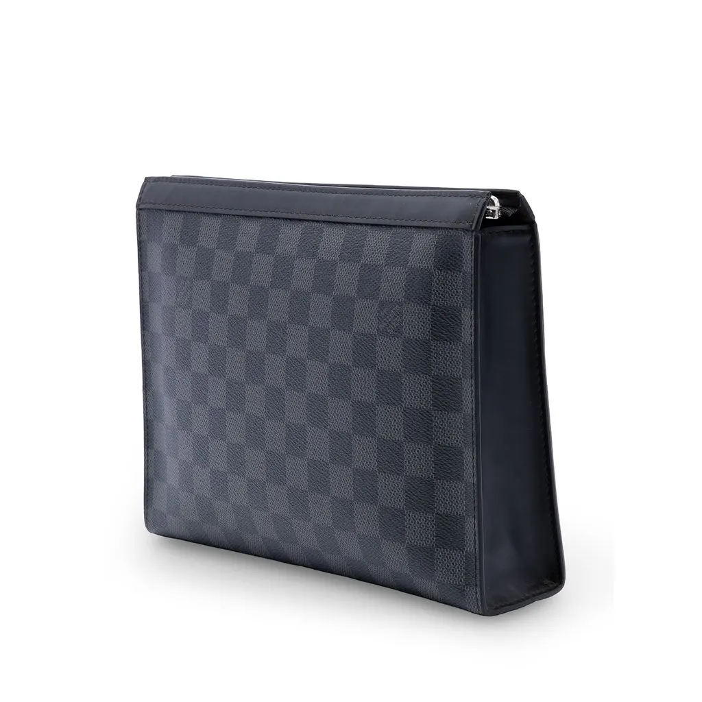 Louis Vuitton Damier Graphite Pochette Voyage MM Black Canvas Very good - Back View